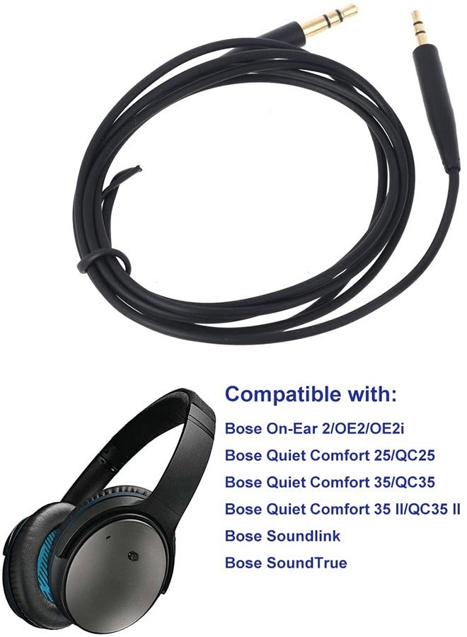 Tersely Replacement Stereo Jack Cable Cords 1.5M/5FT for Bose 700 NC700 QuietComfort 45/35/35II, QC45/On-Ear 2/OE2/OE2i/QC25/QC35/QC35 II/Soundlink/SoundTrue Headphones - Image 2